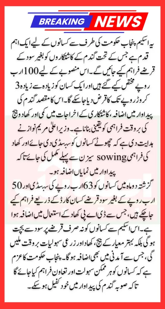 Punjab Interest-Free Farm loan Upto 30 Million Know Eligibility Details Step By Step 2026