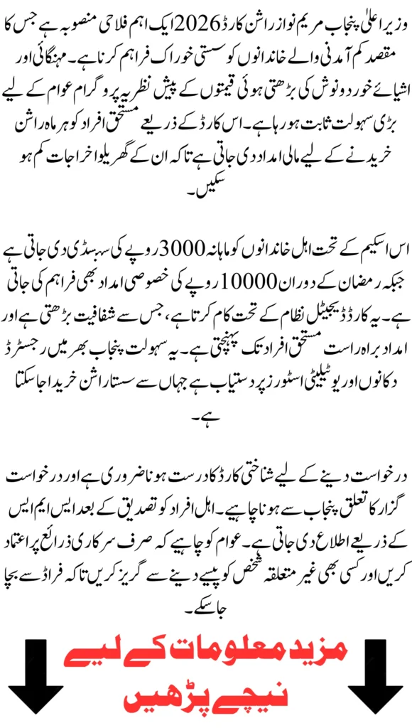 CM Maryam Nawaz Rashan Card Online Apply 2026