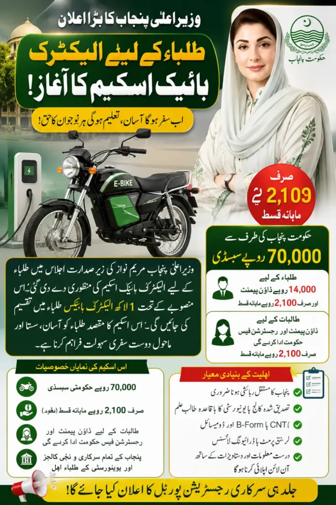 CM Punjab E Bike Scheme 2026 Online Registration & Who Qualify
